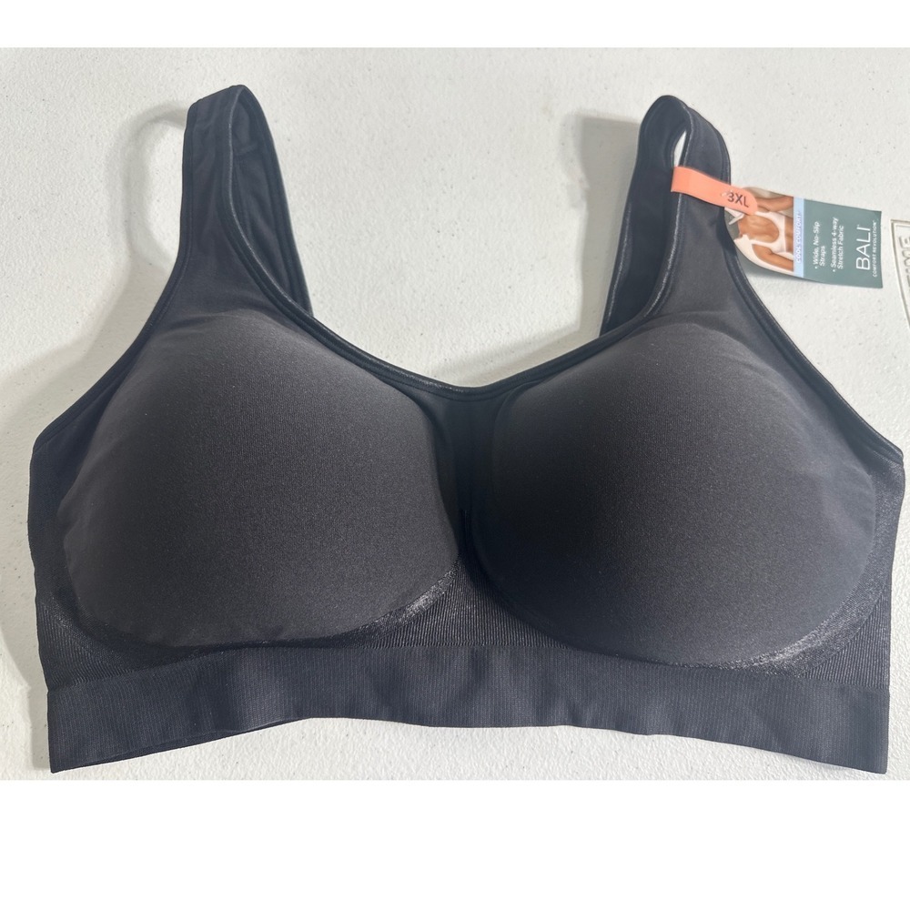 NWT Bali Comfort Revolution Wireless Bra Black 3XL 3488 B488